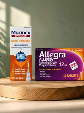 Allegra Allergy 12 HR Relief & Mucinex Sinus Max, Combo. Sealed, New.